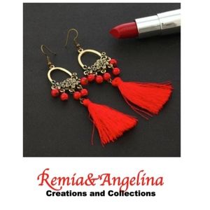 NEW Alloy Bohemian Geometric Earrings Red